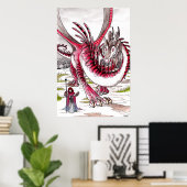 Poster Dragon rouge en fonte de neige (Bureau à domicile)