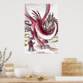 Poster Dragon rouge en fonte de neige (Cuisine)