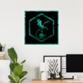 Poster Dragon RPG | Émeraude Imaginaire Table Gamer Dice (Bureau à domicile)