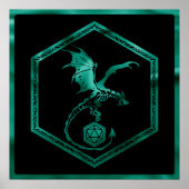 Poster Dragon RPG | Émeraude Imaginaire Table Gamer Dice (Devant)