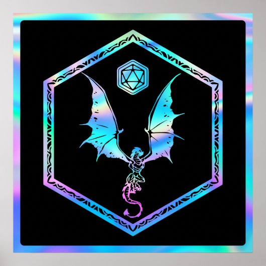 Poster Dragon RPG | Holo Imaginaire Tabletop PnP Jeu Dice (Devant)