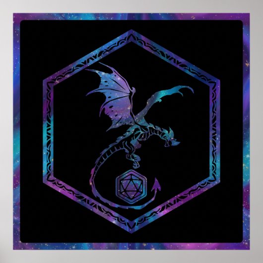 Poster Dragon RPG | Nebula Imaginaire Tabletop Gamer Dice (Devant)
