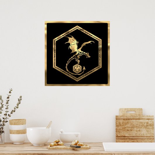 Poster Dragon RPG | Pipe Imaginaire Or PnP Jeu Dice (Cuisine)