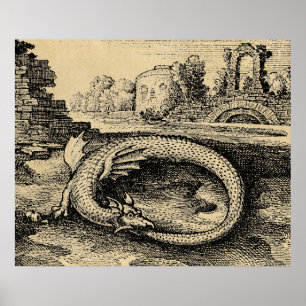 Poster Dragon rustique Ouroboros