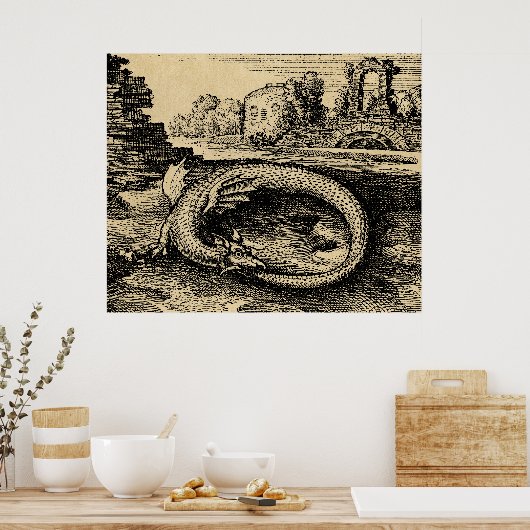 Poster Dragon rustique Ouroboros (Cuisine)
