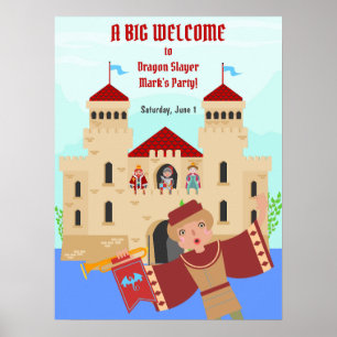 Poster Dragon Slayer Knight Boy fête d'anniversaire