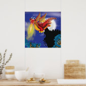 Poster Dragon Soufflant des Flammes (Cuisine)
