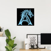Poster Dragon Styled Letter A, Dragon Alphabet, Monogram (Bureau à domicile)