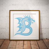 Poster Dragon Styled Letter B, Dragon Alphabet, Monogram