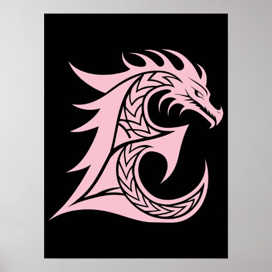 Poster Dragon Styled Letter E, Dragon Alphabet, Monogram (Devant)