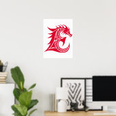 Poster Dragon Styled Letter E, Dragon Alphabet, Monogram (Bureau à domicile)