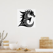 Poster Dragon Styled Letter E, Dragon Alphabet, Monogram (Cuisine)