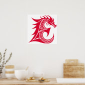 Poster Dragon Styled Letter E, Dragon Alphabet, Monogram (Cuisine)