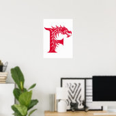 Poster Dragon Styled Letter F, Dragon Alphabet, Monogram (Bureau à domicile)