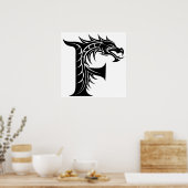 Poster Dragon Styled Letter F, Dragon Alphabet, Monogram (Cuisine)