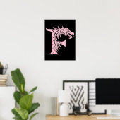 Poster Dragon Styled Letter F, Dragon Alphabet, Monogram (Bureau à domicile)