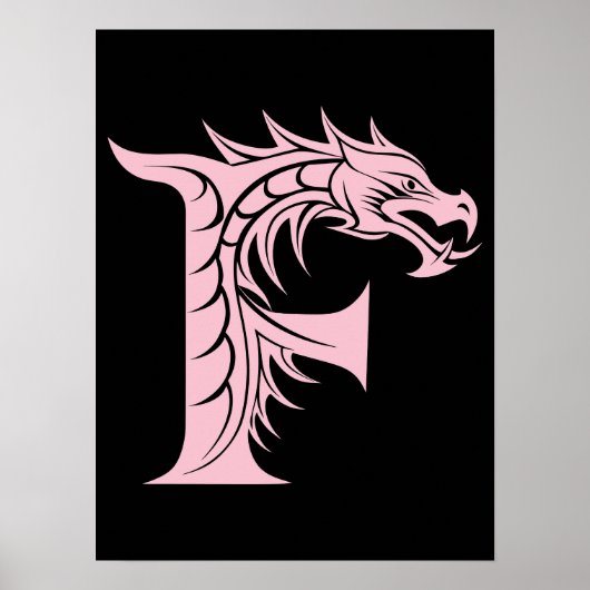 Poster Dragon Styled Letter F, Dragon Alphabet, Monogram (Devant)