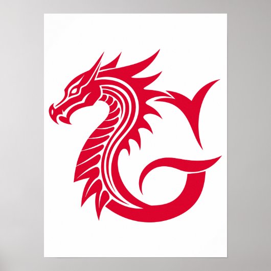 Poster Dragon Styled Letter G, Dragon Alphabet, Monogram (Devant)