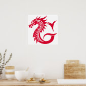 Poster Dragon Styled Letter G, Dragon Alphabet, Monogram (Cuisine)