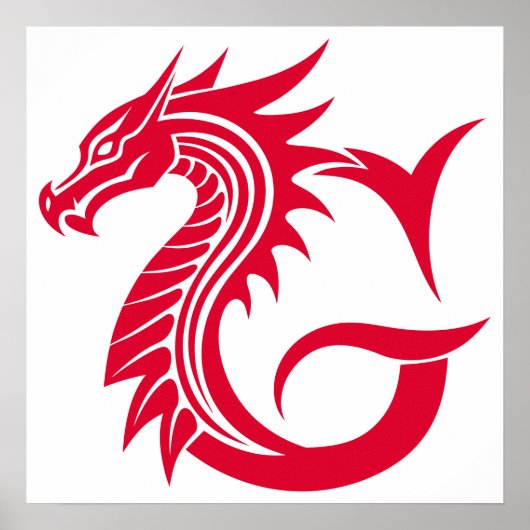 Poster Dragon Styled Letter G, Dragon Alphabet, Monogram (Devant)