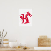 Poster Dragon Styled Letter H, Dragon Alphabet, Monogram (Cuisine)