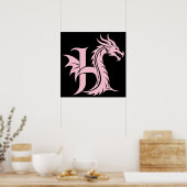 Poster Dragon Styled Letter H, Dragon Alphabet, Monogram (Cuisine)