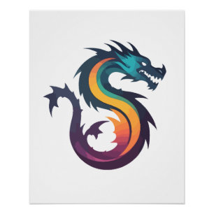 Poster Dragon Vector Art Animal Moderne Ville Urbaine Gra