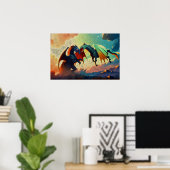 Poster Dragon vs Pegasus - Fantasy Art (Bureau à domicile)