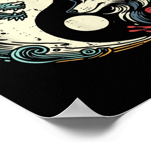 Poster Dragon Wolf Yin Yang Chinois Mythique Zen Hommes F (Coin)