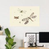 Poster Dragonflies 18th century art (Bureau à domicile)