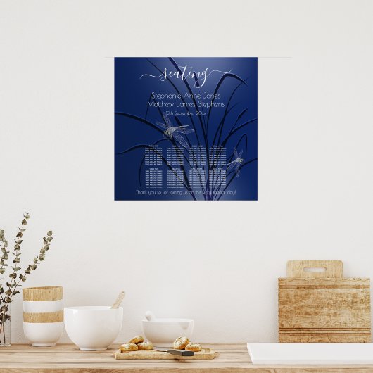 Poster Dragonflies d'aquarelle bleu 8 Table Siège c2 (Cuisine)