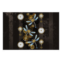 Dragonflies de Steampunk sur arrière - plan rayé b