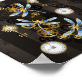 Poster Dragonflies de Steampunk sur arrière - plan rayé b (Coin)
