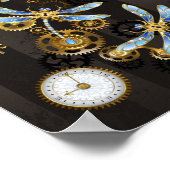Poster Dragonflies de Steampunk sur arrière - plan rayé b (Coin)
