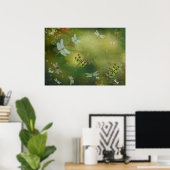 Poster Dragonflies et Water Lillies (Bureau à domicile)