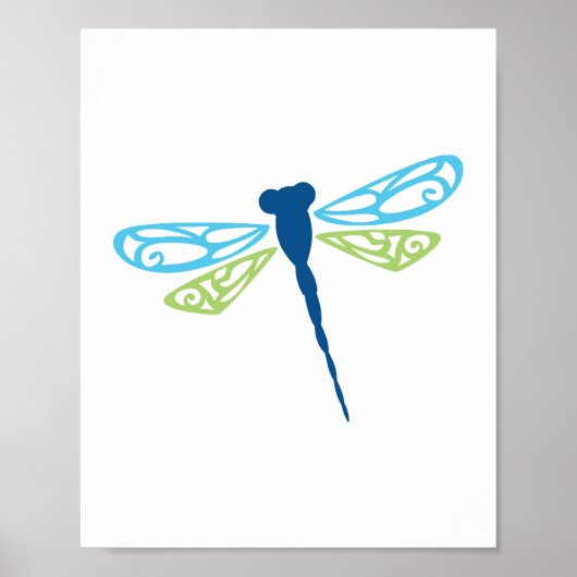 Poster Dragonfly bleu et vert (Devant)