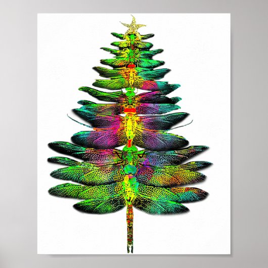 Poster Dragonfly Christmas Tree Dragonfly Xmas (Devant)
