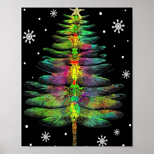 Poster Dragonfly Christmas Tree Dragonfly Xmas T Shirt (Devant)