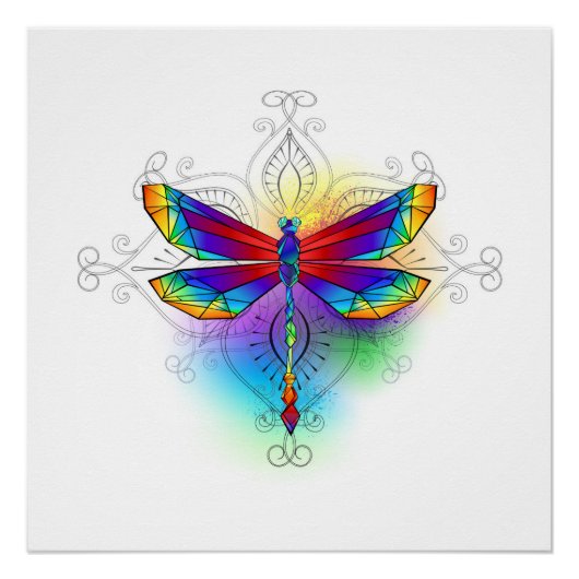 Poster Dragonfly en arc-en-ciel (Devant)