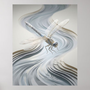 Poster Dragonfly en origami Stream