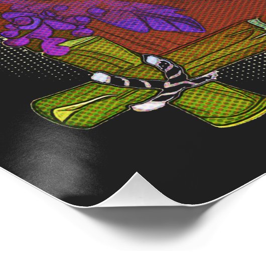 Poster Dragonfly Et Fleurs (Coin)