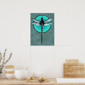 Poster Dragonfly in Turquoise Circle (Cuisine)