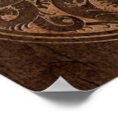 Poster Dragons chinois Yin Yang avec effet Grain de Bois (Coin)