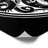 Poster Dragons chinois Yin Yang blancs et noirs (Coin)