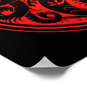 Poster Dragons chinois Yin Yang rouges et noirs (Coin)