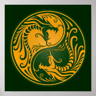 Poster Dragons de Yang Jaune et Vert