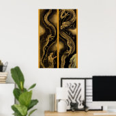 Poster Dragons descendant et ascendant par Hokusai (Bureau à domicile)