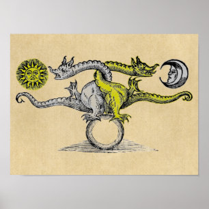 Poster Dragons d'or et d'argent