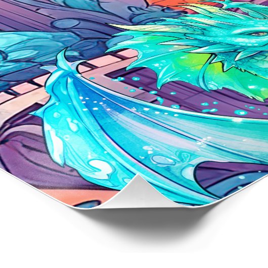 Poster Dragons et Château (Coin)