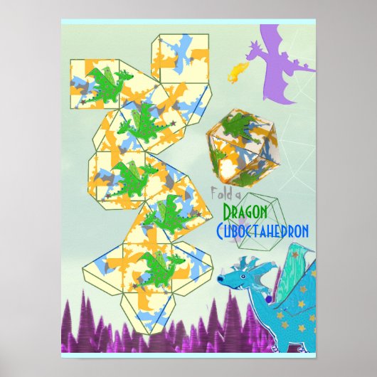 Poster Dragons Motif Plier un Cuboctahedron (Devant)